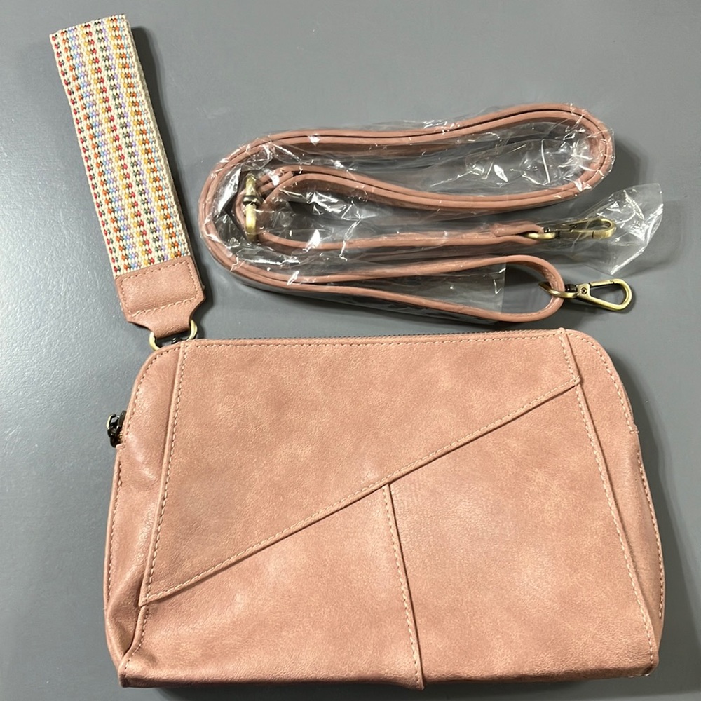 Joy Susan wristlet, crossbody, clutch. Dusty pink in color. Brand New